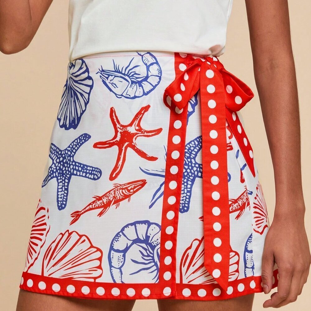 Multicolor Boho Women's Sea Creature Beach Skirt